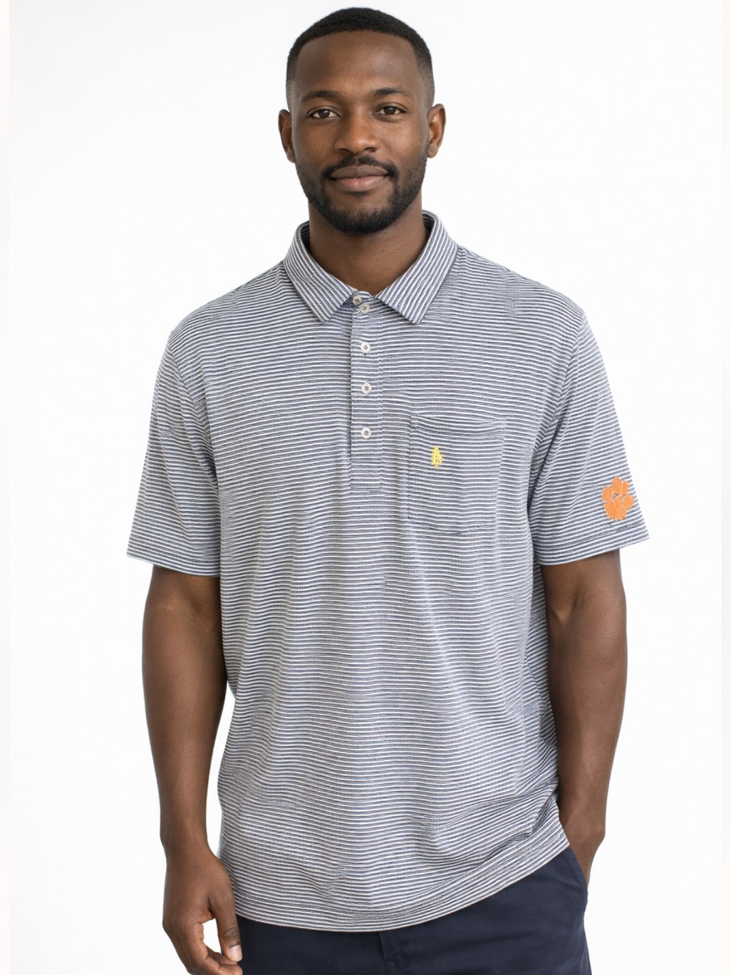 Johnnie-O Clemson Tigers Golf Polo Shirt Men's Xxl Blue Striped A